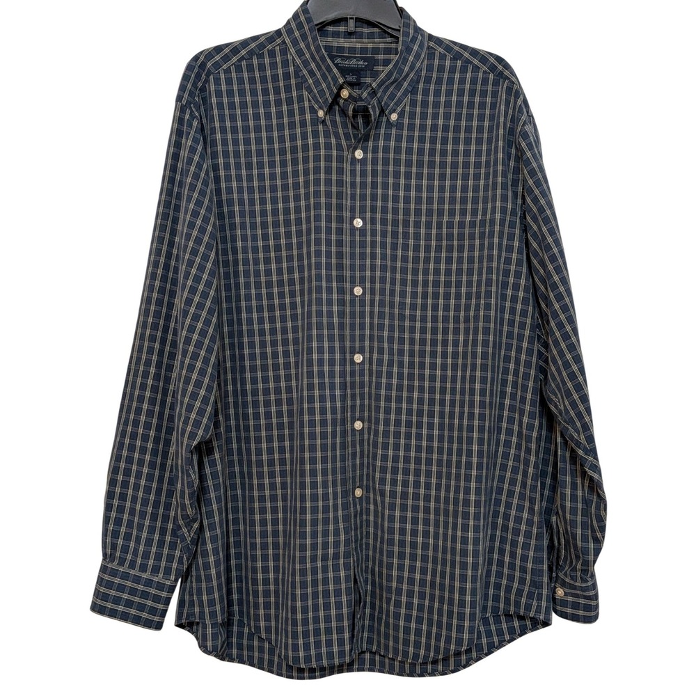 Brooks Brothers Long Sleeve Plaid Button Down Shirt Men's Size L 100% Cotton